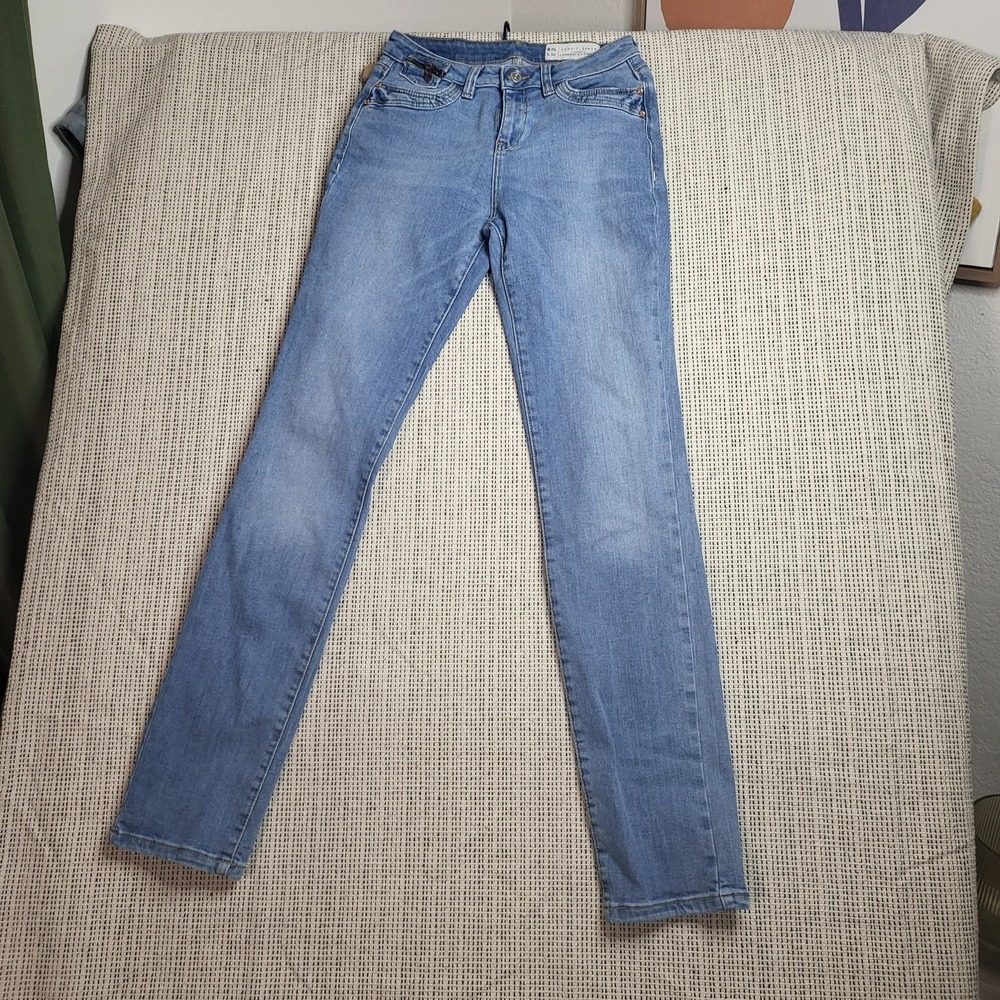 Esprit Jeans Womens 26x32 Straight Leg Unique Zipper Pocket Denim Light Wash
